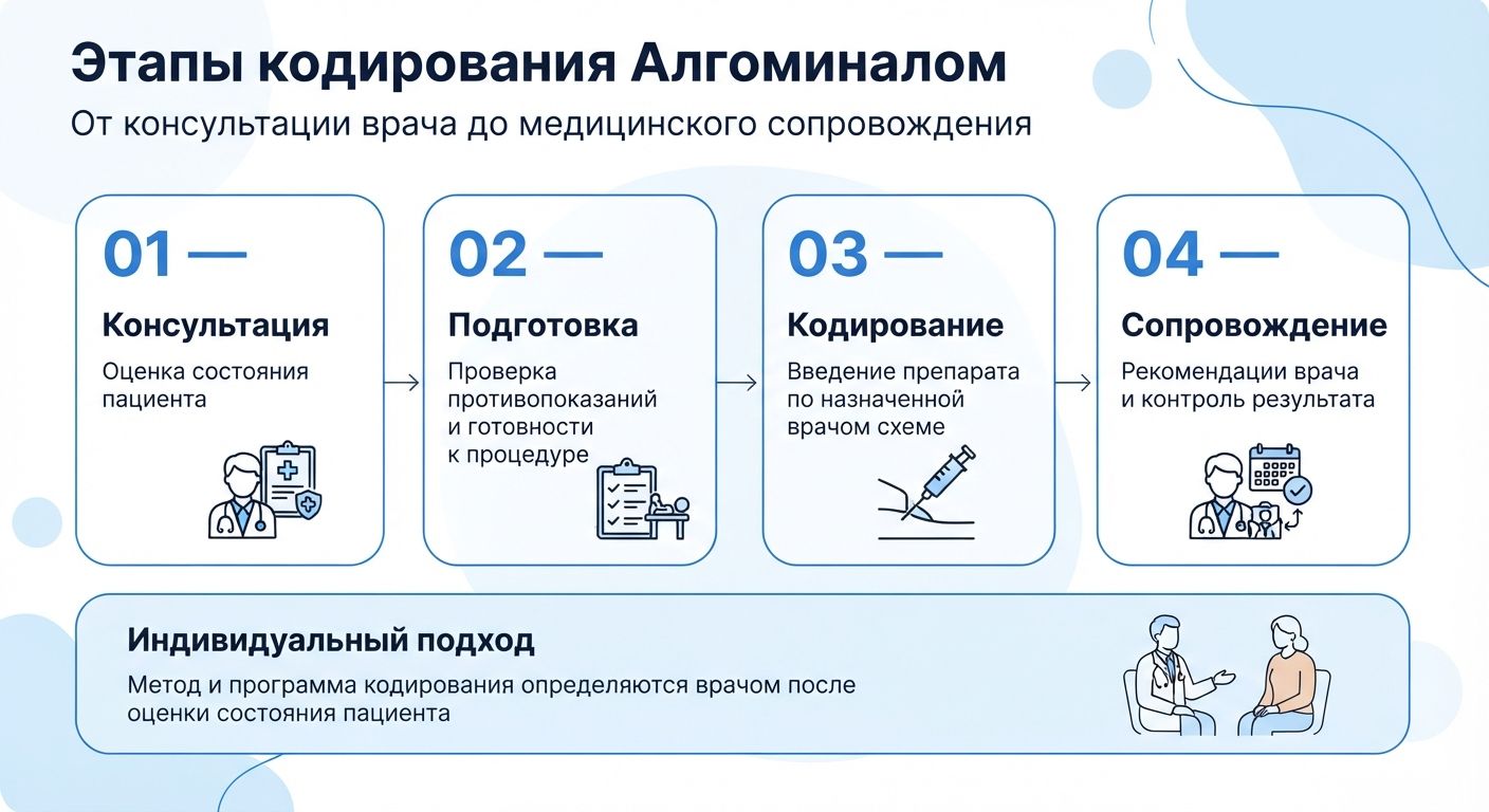 Кодирование препаратом «Алгоминал» в Инкермане инфографика